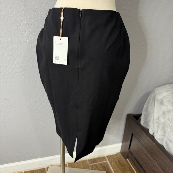 Quince Ultra-Stretch Ponte Pencil Skirt, Black, S - Picture 2 of 5